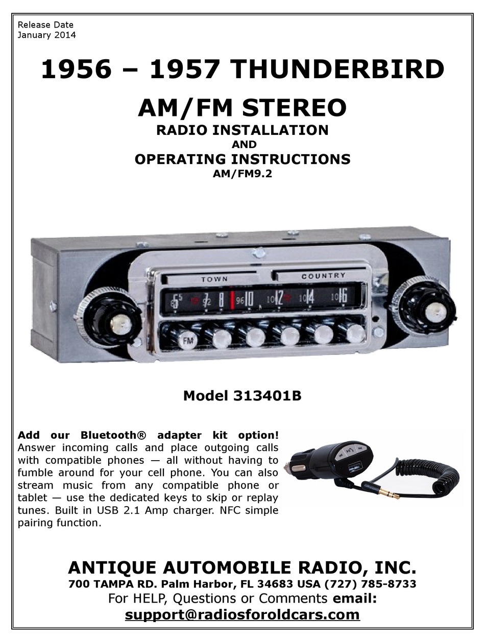 ANTIQUE AUTOMOBILE RADIO 313401B INSTALLATION AND OPERATING