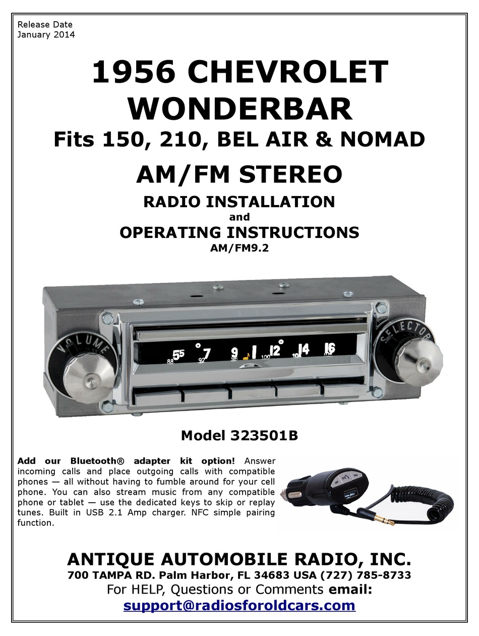 ANTIQUE AUTOMOBILE RADIO 323501B INSTALLATION AND OPERATING