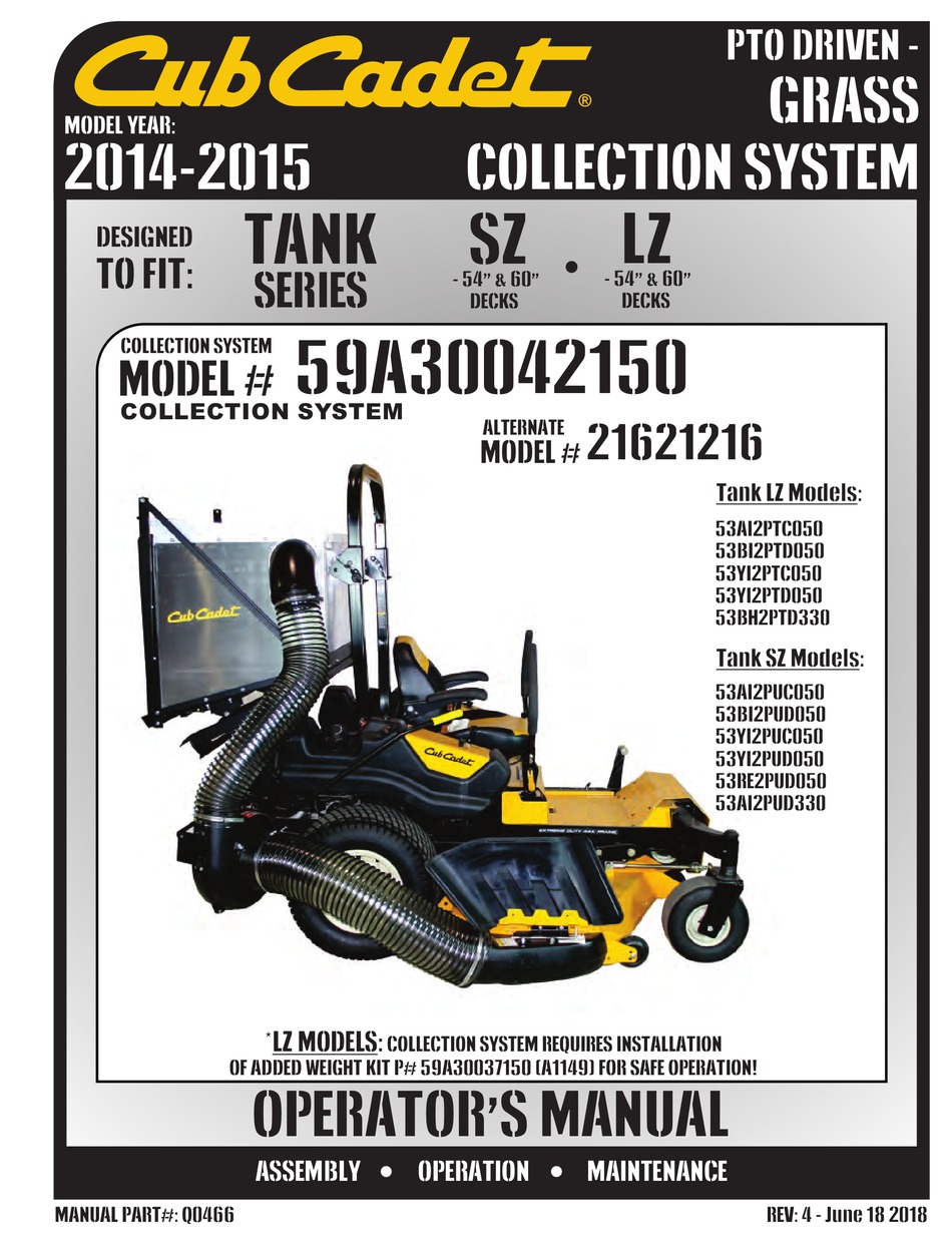 CUB CADET TANK SERIES OPERATOR'S MANUAL Pdf Download | ManualsLib