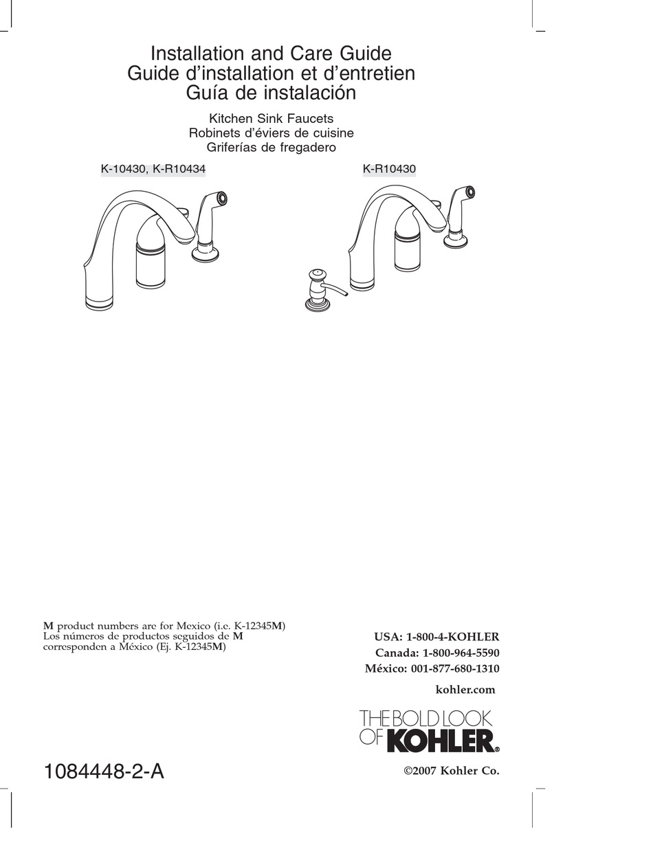 KOHLER KR10434 INSTALLATION AND CARE MANUAL Pdf Download ManualsLib