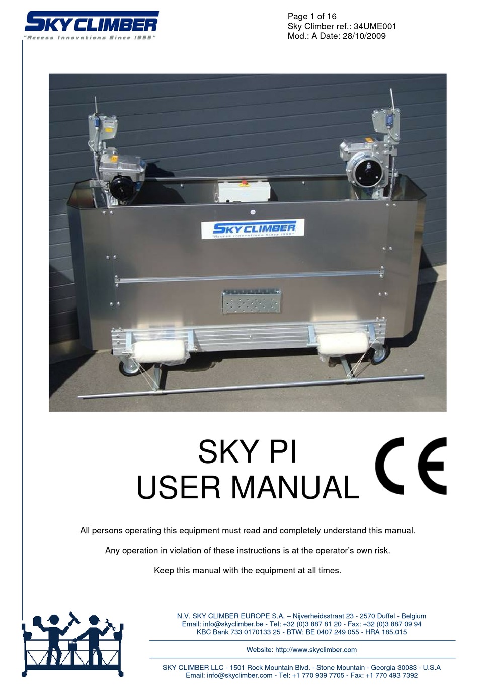 SKY CLIMBER SKY PI USER MANUAL Pdf Download ManualsLib