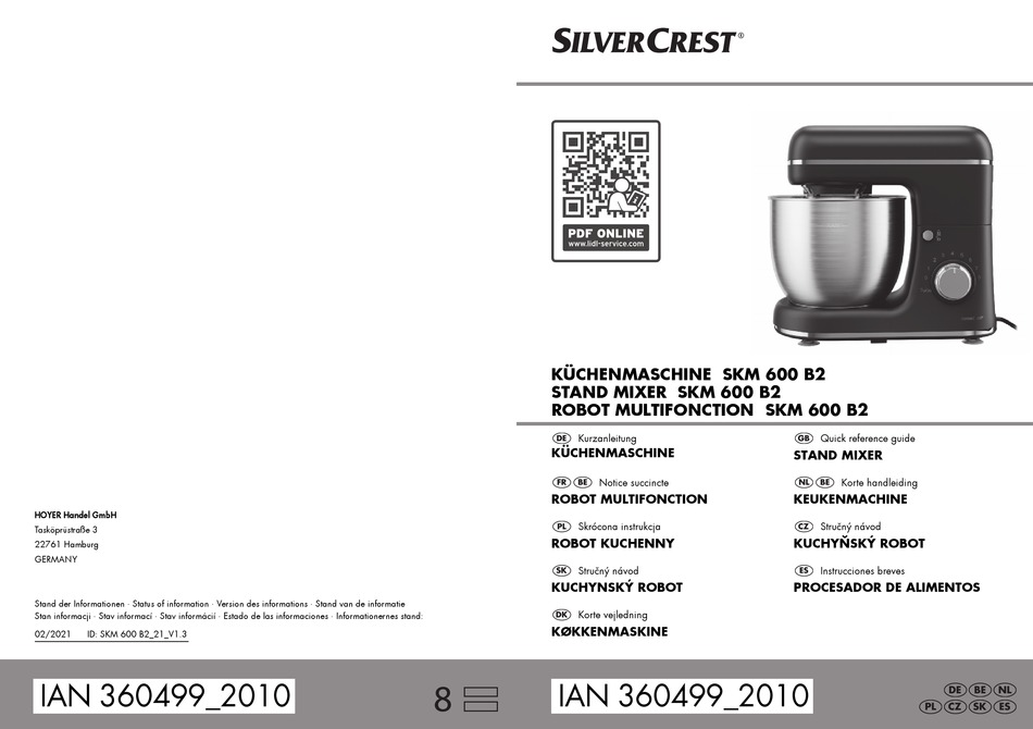 SILVERCREST 360499-2010 QUICK REFERENCE MANUAL Pdf Download | ManualsLib