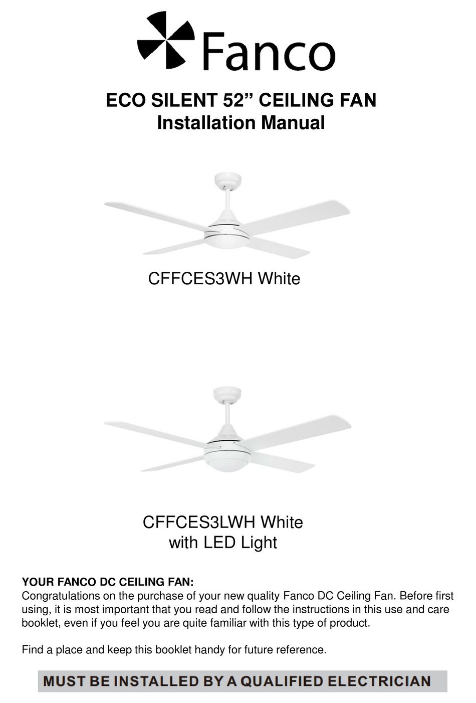 FANCO ECO SILENT CFFCES3WH INSTALLATION MANUAL Pdf Download ManualsLib