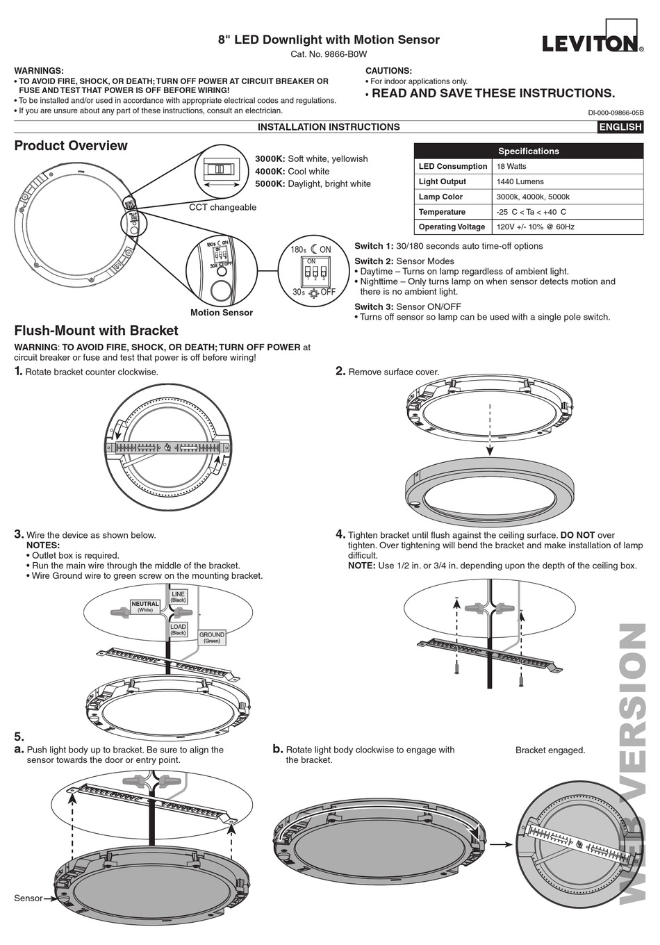 LEVITON 9866B0W INSTRUCTIONS Pdf Download ManualsLib