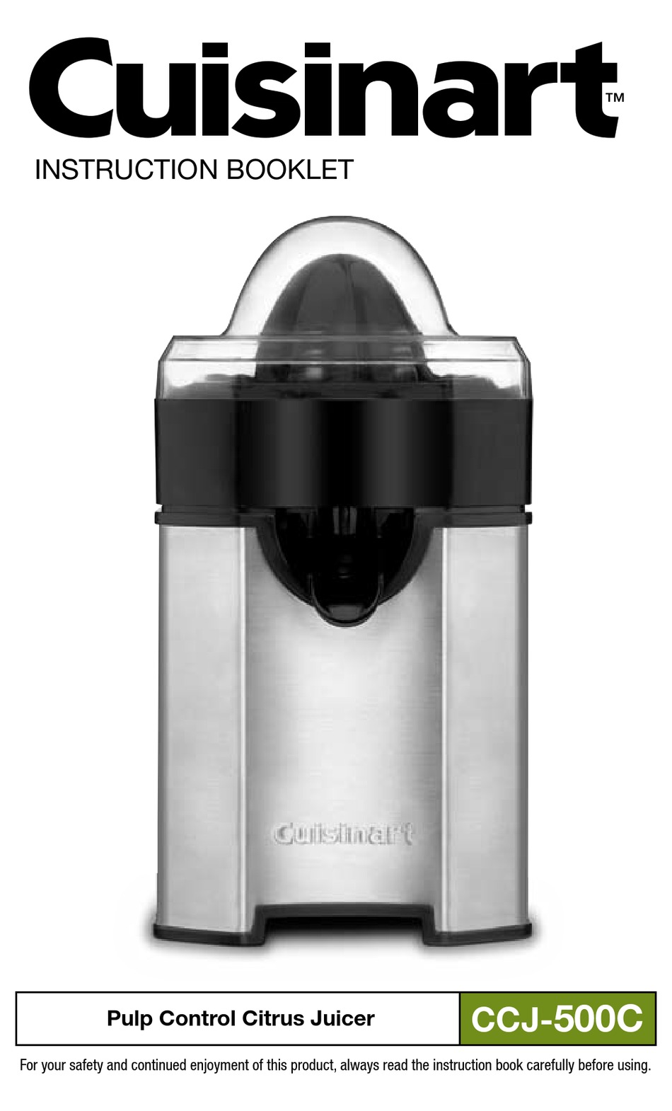 CUISINART CCJ500C INSTRUCTION BOOKLET Pdf Download ManualsLib