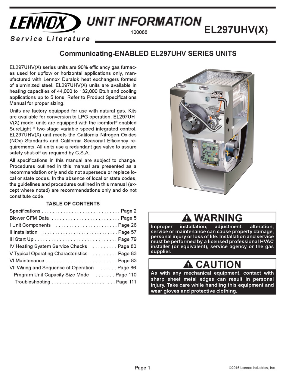 LENNOX EL297UH045XV36B UNIT INFORMATION Pdf Download ManualsLib