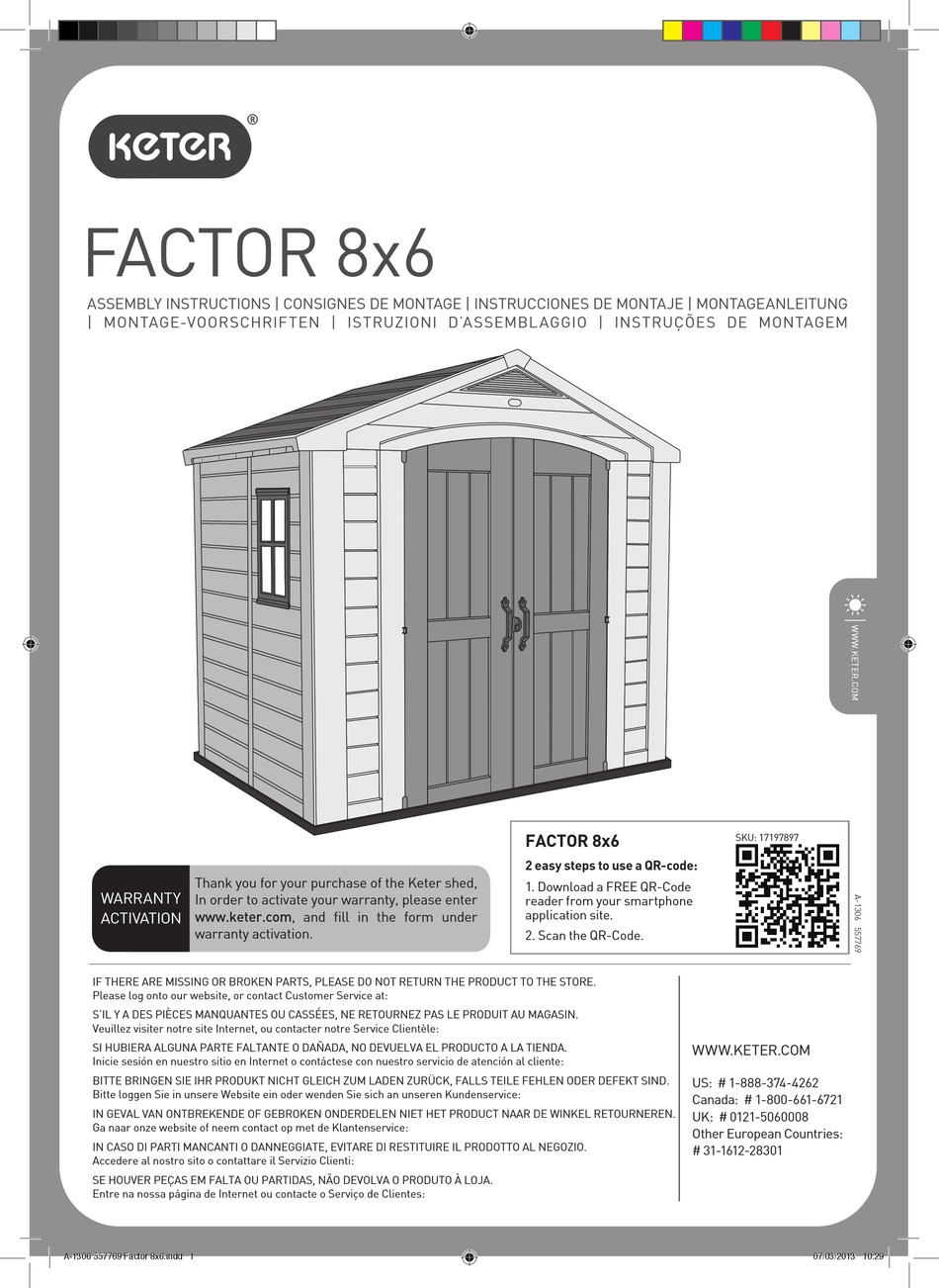 KETER FACTOR 17197897 ASSEMBLY INSTRUCTIONS MANUAL Pdf Download