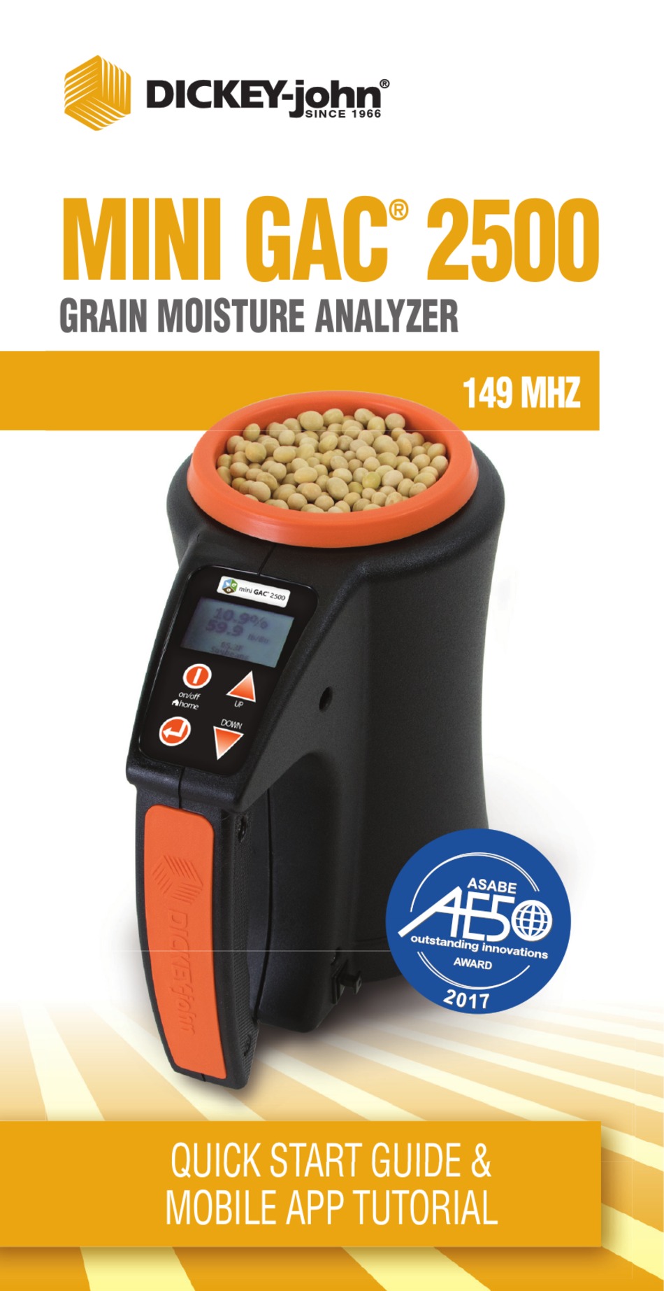 DICKEYJOHN MINI GAC 2500 QUICK START MANUAL & MOBILE APP
