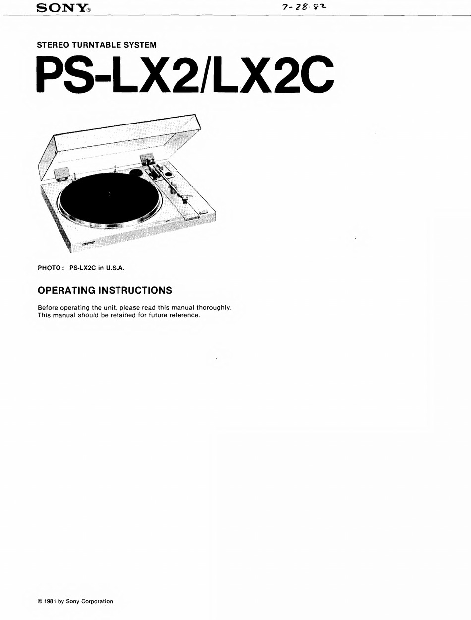 SONY PSLX2 OPERATING INSTRUCTIONS MANUAL Pdf Download ManualsLib