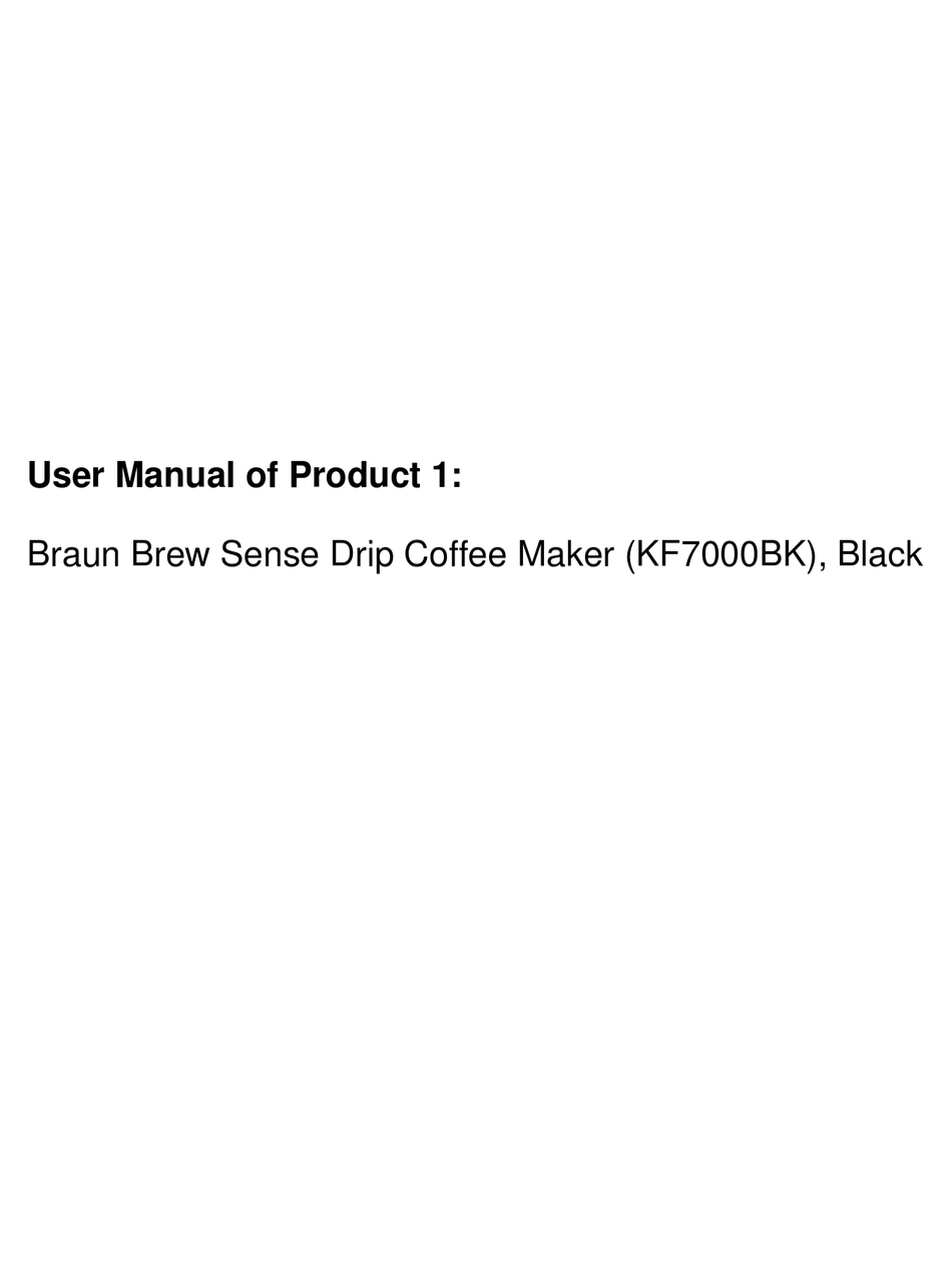 BRAUN KF7000BK INSTRUCTIONS MANUAL Pdf Download ManualsLib