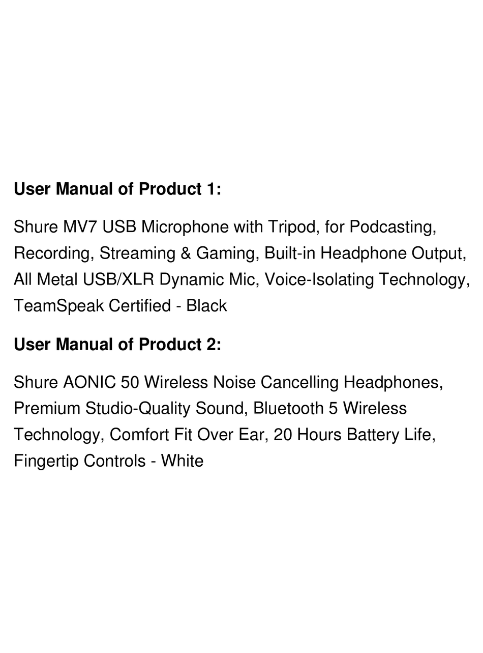 SHURE MV7 USER MANUAL Pdf Download ManualsLib