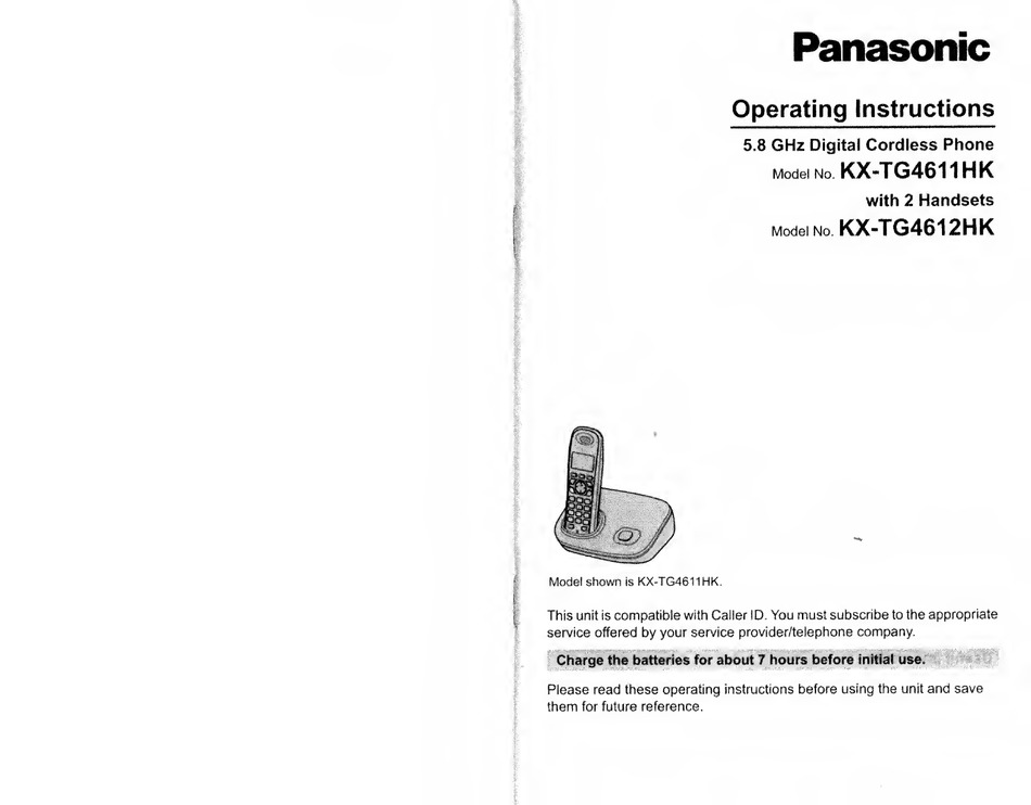 PANASONIC KX-TG4611HK OPERATING INSTRUCTIONS MANUAL Pdf Download ...