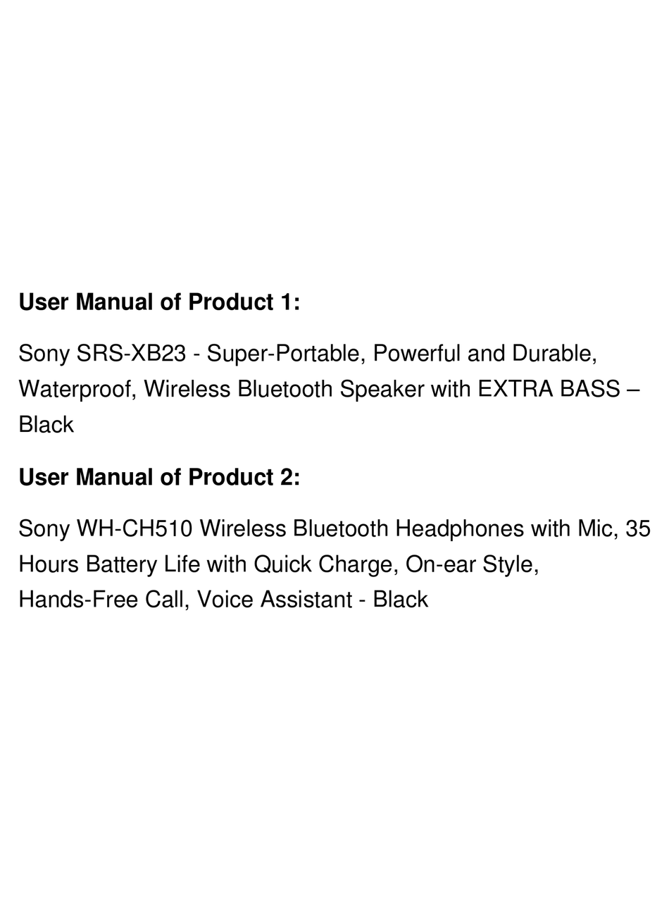 SONY SRS-XB23 USER MANUAL Pdf Download | ManualsLib