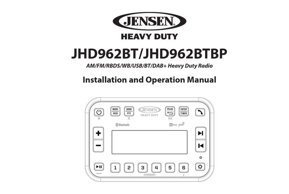 JENSEN JHD962BT INSTALLATION AND OPERATION MANUAL Pdf Download ManualsLib