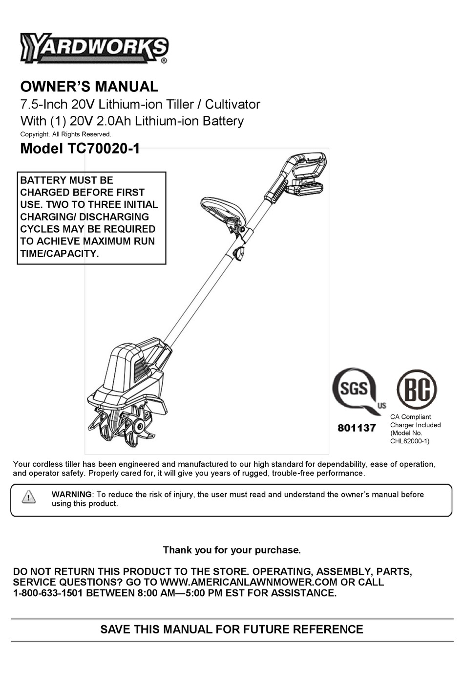 YARDWORKS TC700201 OWNER'S MANUAL Pdf Download ManualsLib