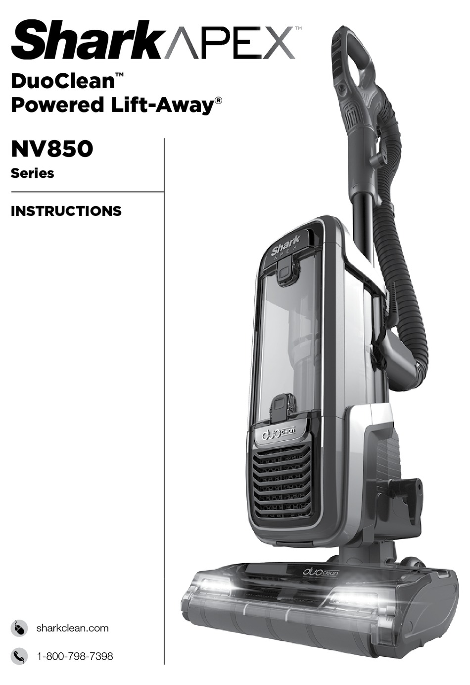 SHARK APEX DUOCLEAN NV850 SERIES INSTRUCTIONS MANUAL Pdf Download