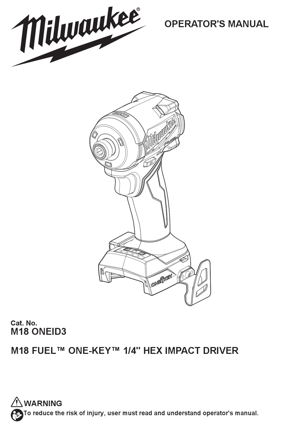 MILWAUKEE M18 FUEL ONEKEY ONEID3 OPERATOR'S MANUAL Pdf Download