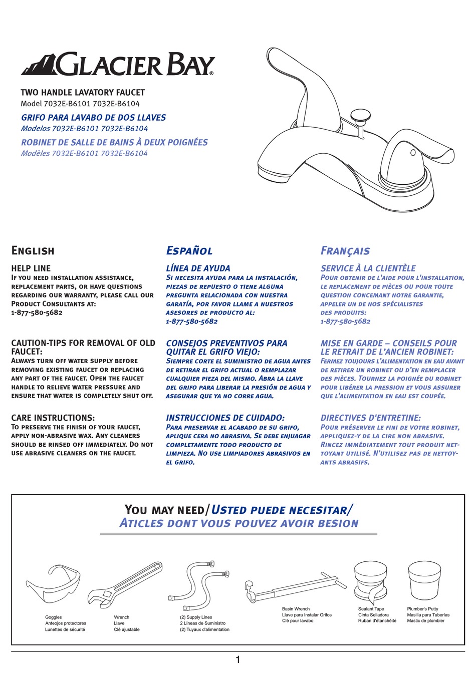GLACIER BAY 7032EB6101 MANUAL Pdf Download ManualsLib