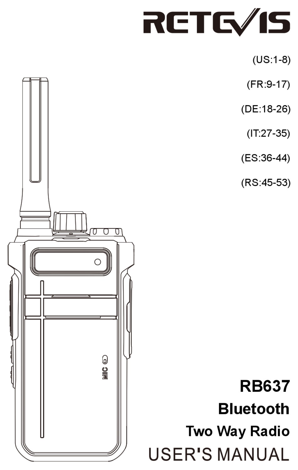 RETEVIS RB29 Talkie-walkie Radio bidirectionnelle Manuel d'utilisation