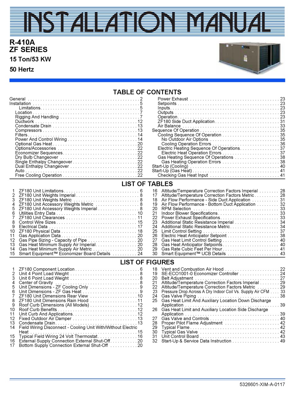 YORK ZF SERIES INSTALLATION MANUAL Pdf Download ManuaLib