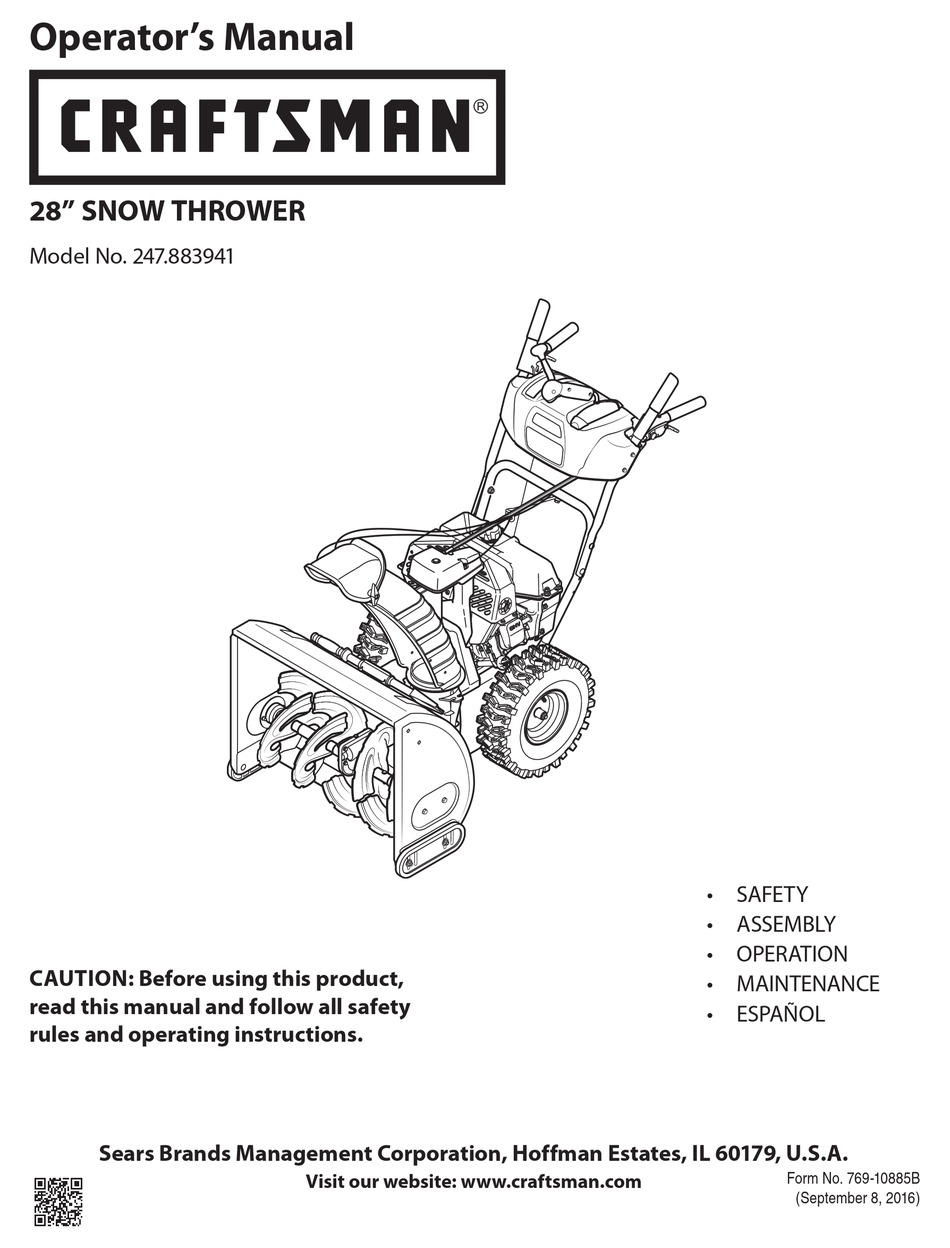 CRAFTSMAN 247.883941 OPERATOR