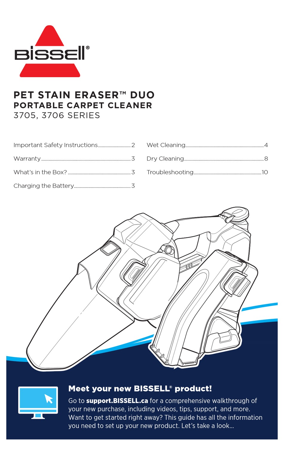 BISSELL PET STAIN ERASER DUO 3705 SERIES MANUAL Pdf Download ManualsLib