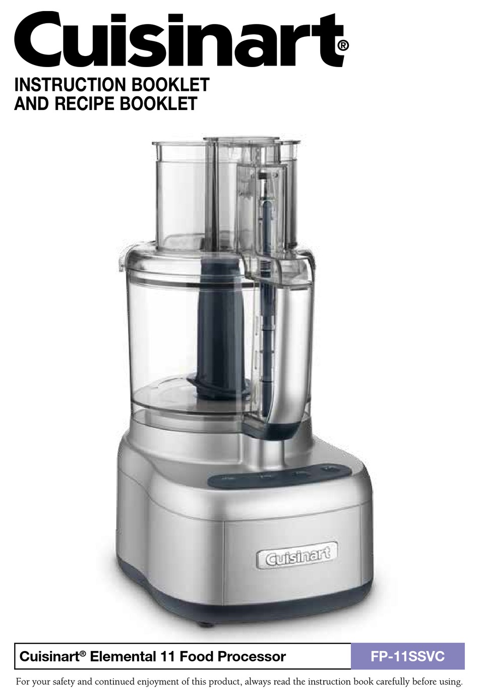 CUISINART ELEMENTAL 11 INSTRUCTION BOOKLET AND RECIPE BOOKLET Pdf