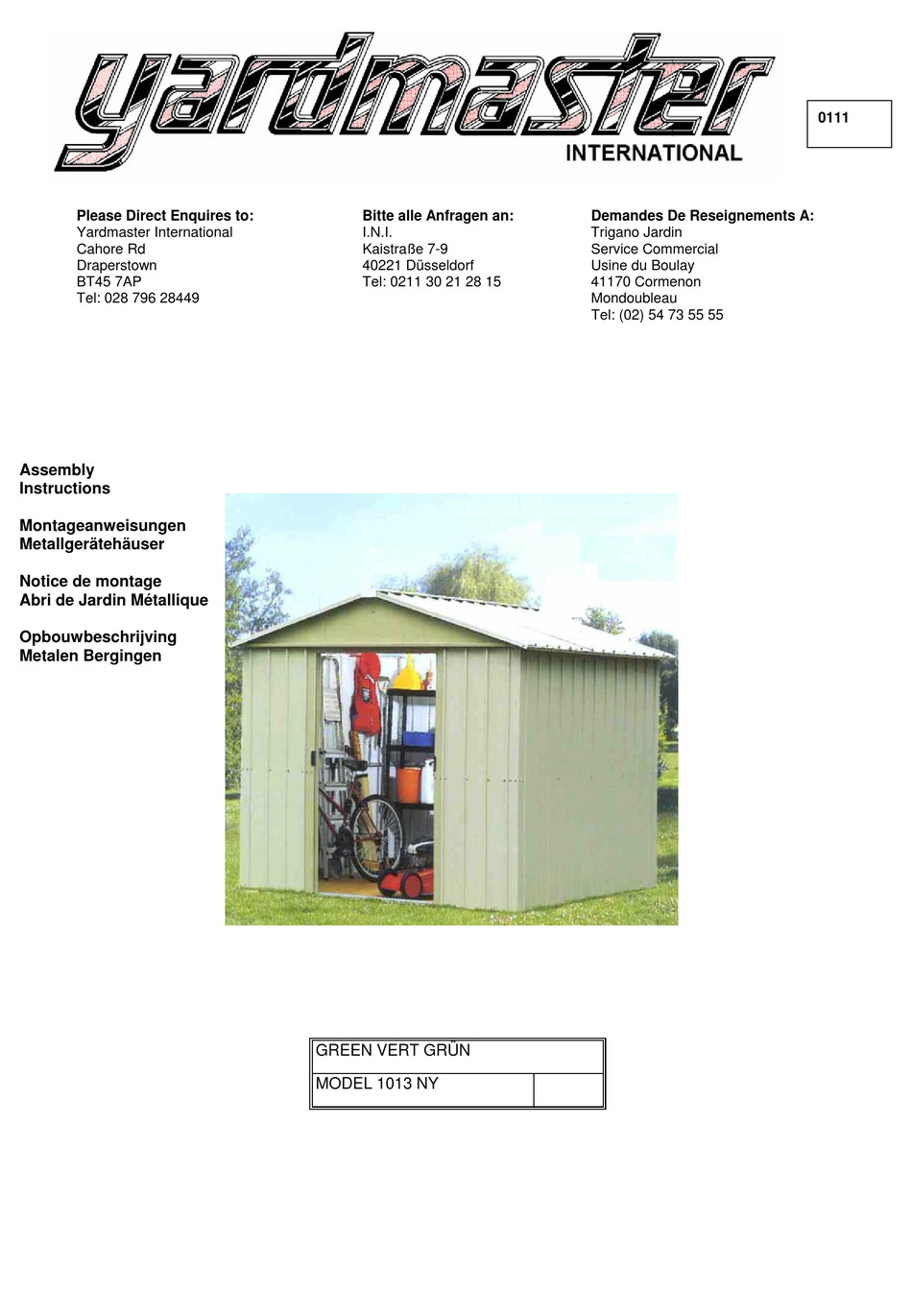 YARDMASTER 1013 NY ASSEMBLY INSTRUCTIONS MANUAL Pdf Download ManualsLib