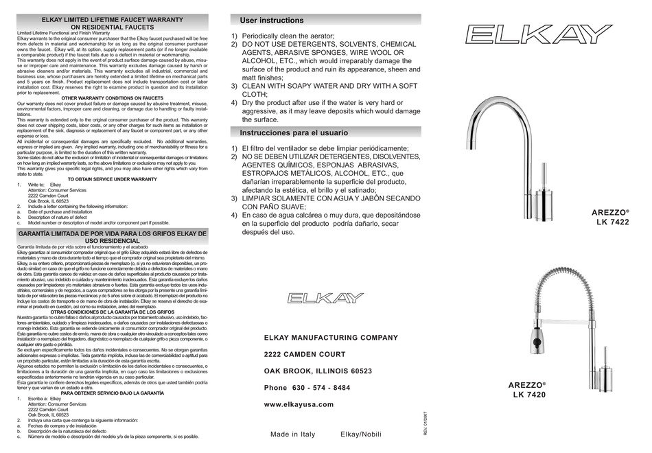 ELKAY AREZZO LK 7422 INSTALLATION INSTRUCTIONS Pdf Download