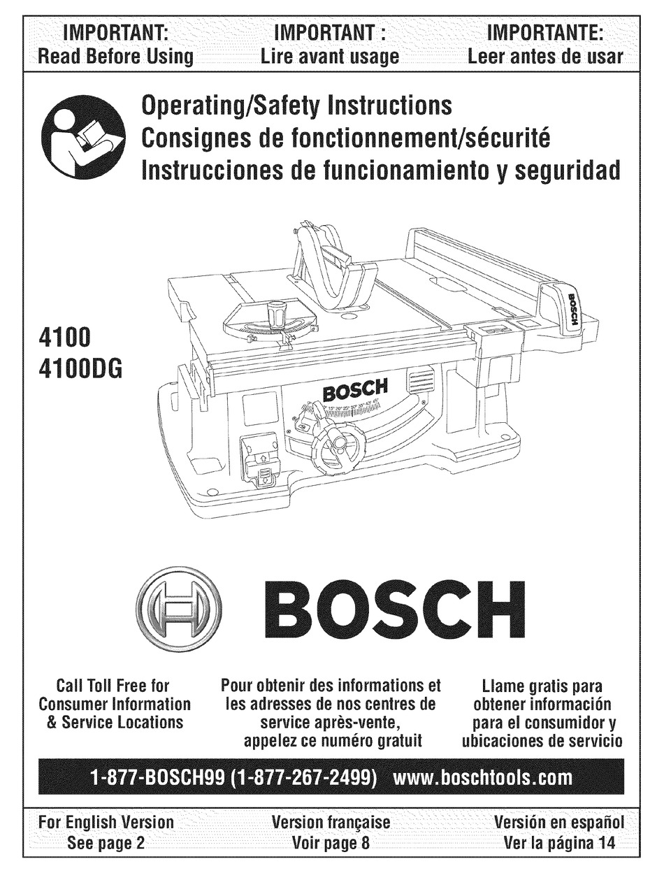 BOSCH 4100 OPERATING/SAFETY INSTRUCTIONS MANUAL Pdf Download | ManualsLib