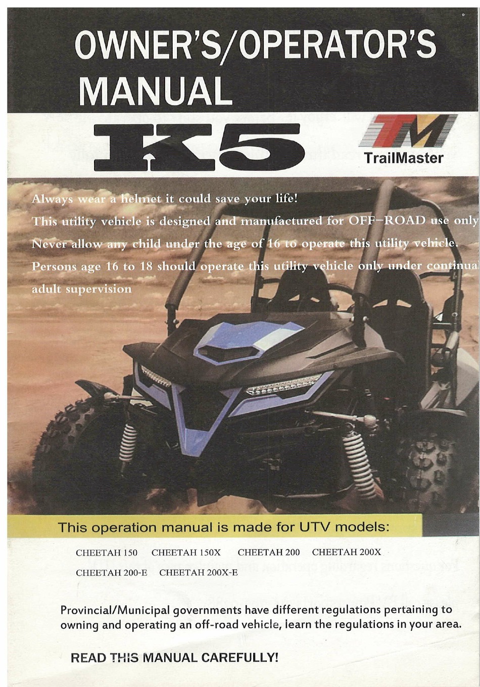 TRAILMASTER K5 OWNER'S/OPERATOR'S MANUAL Pdf Download ManualsLib