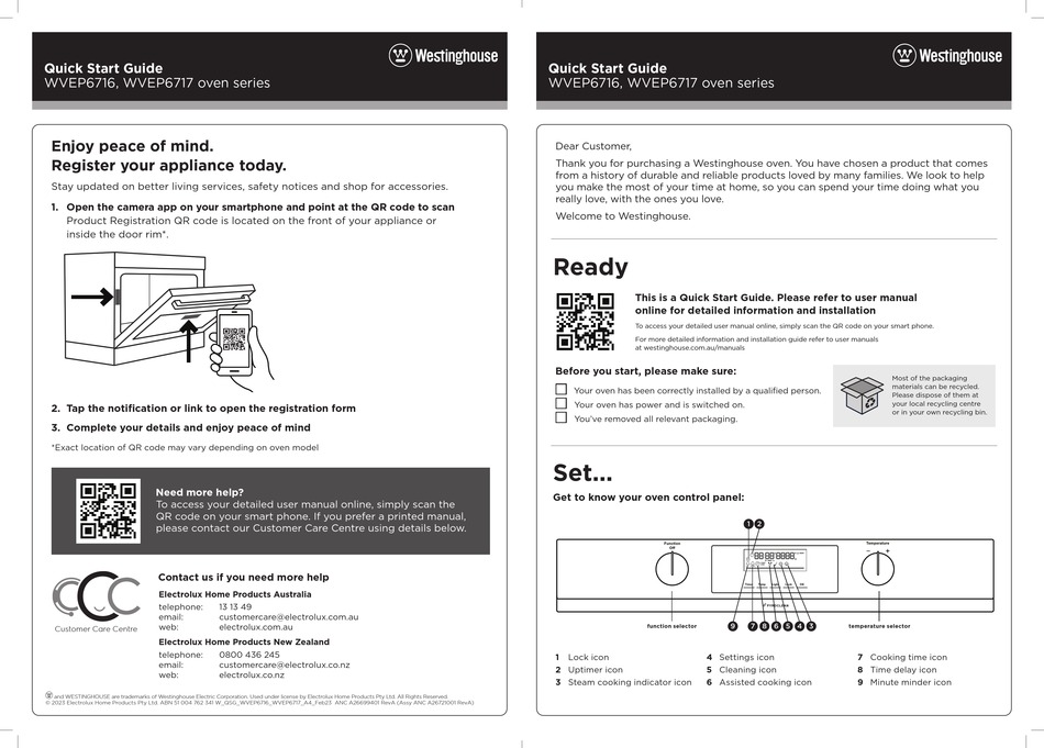 WESTINGHOUSE WVEP6716 SERIES QUICK START MANUAL Pdf Download ManualsLib