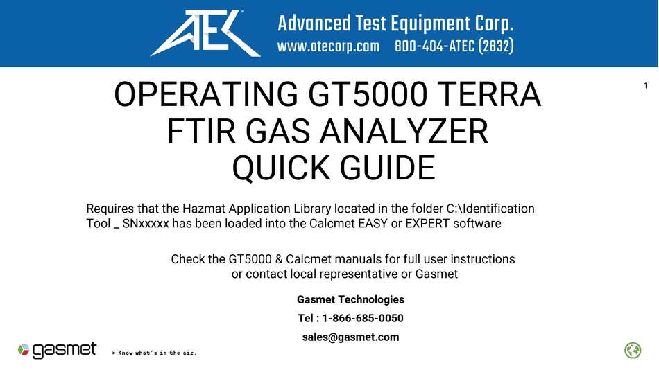 GASMET GT5000 QUICK MANUAL Pdf Download ManualsLib