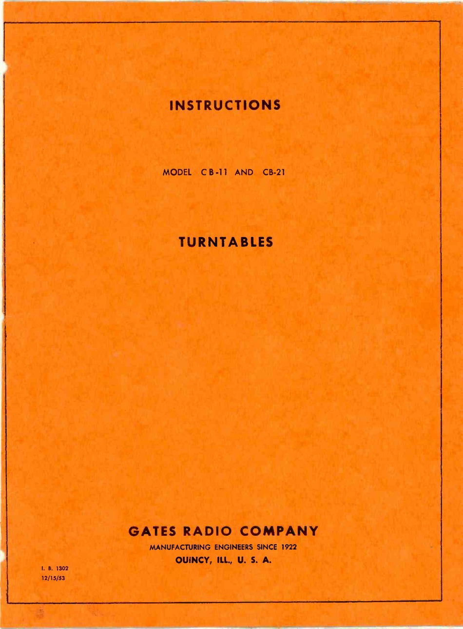 GATES RADIO COMPANY CB11 INSTRUCTIONS MANUAL Pdf Download ManualsLib