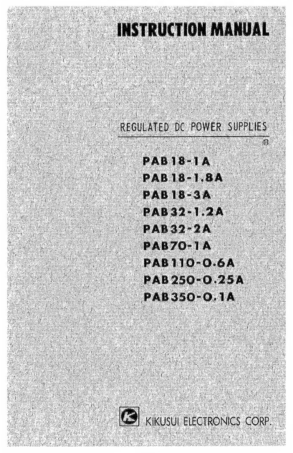 KIKUSUI PAB 18-1A INSTRUCTION MANUAL Pdf Download | ManualsLib