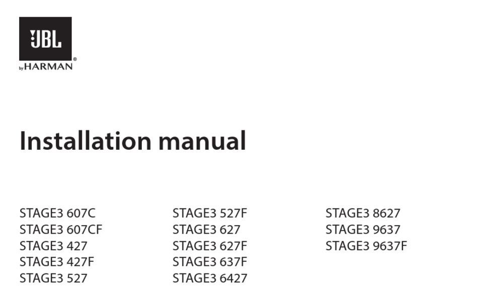 User manual JBL STAGE3 607C (English - 46 pages)