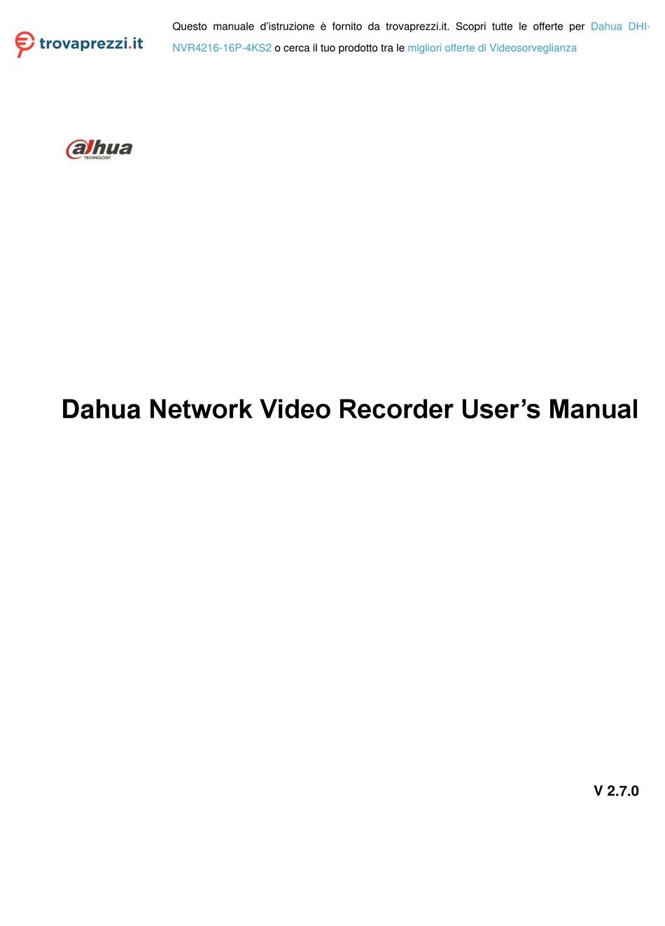 DAHUA NVR4216-16P-4KS2 USER MANUAL Pdf Download | ManualsLib