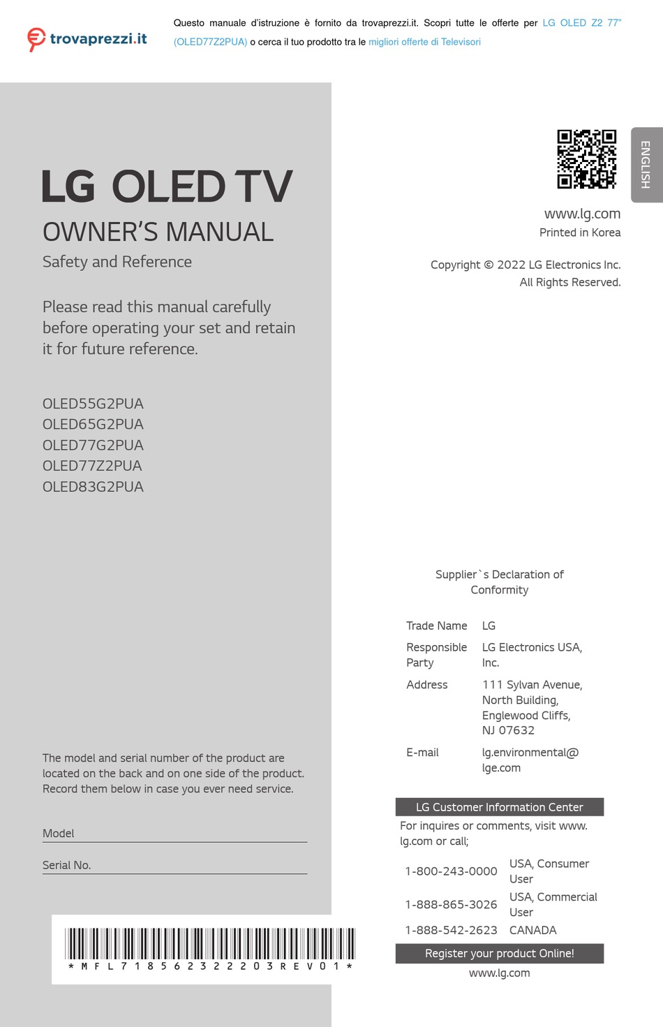 LG OLED Z2 OWNER'S MANUAL Pdf Download | ManualsLib