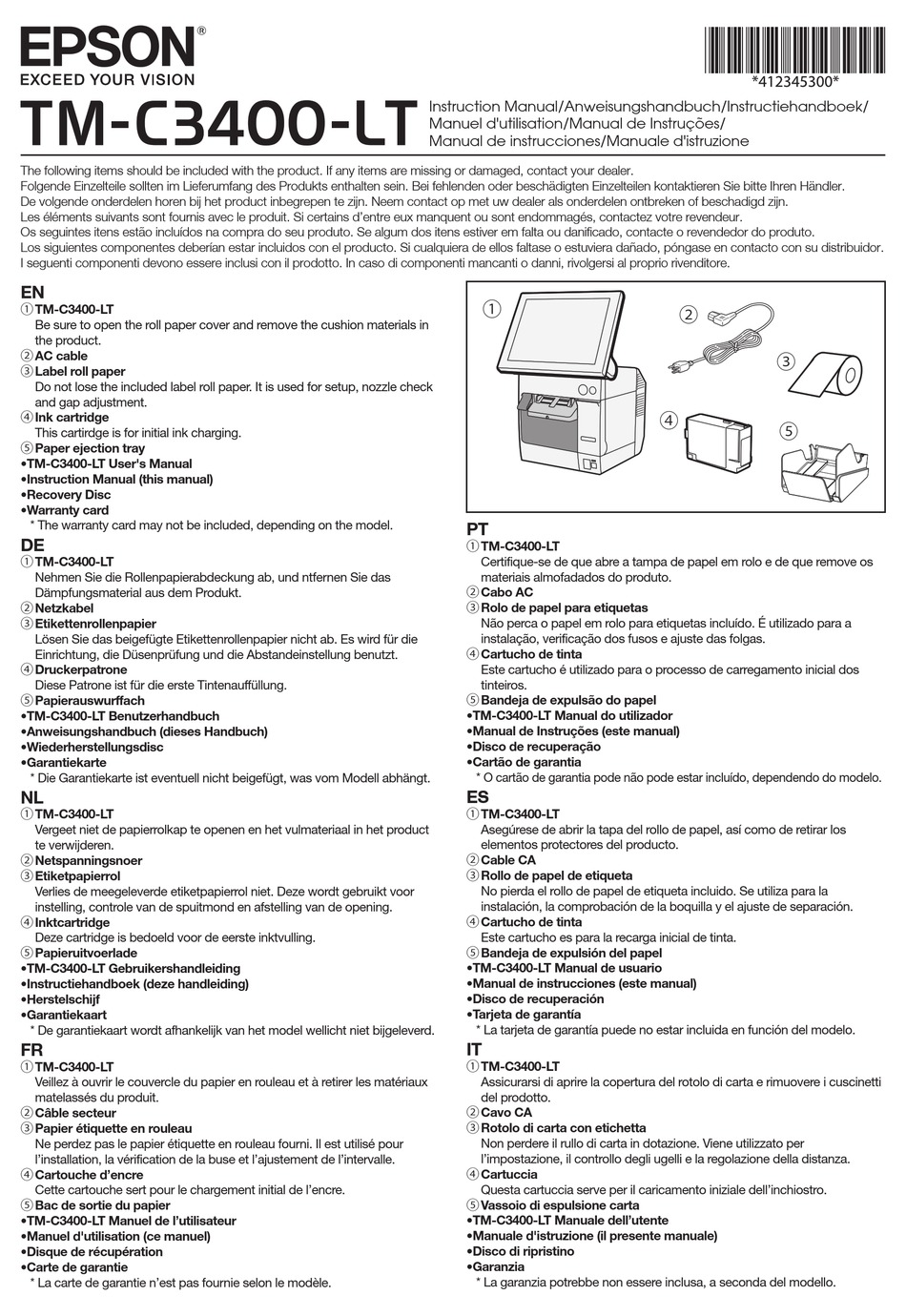 EPSON TM-C3400-LT INSTRUCTION MANUAL Pdf Download | ManualsLib