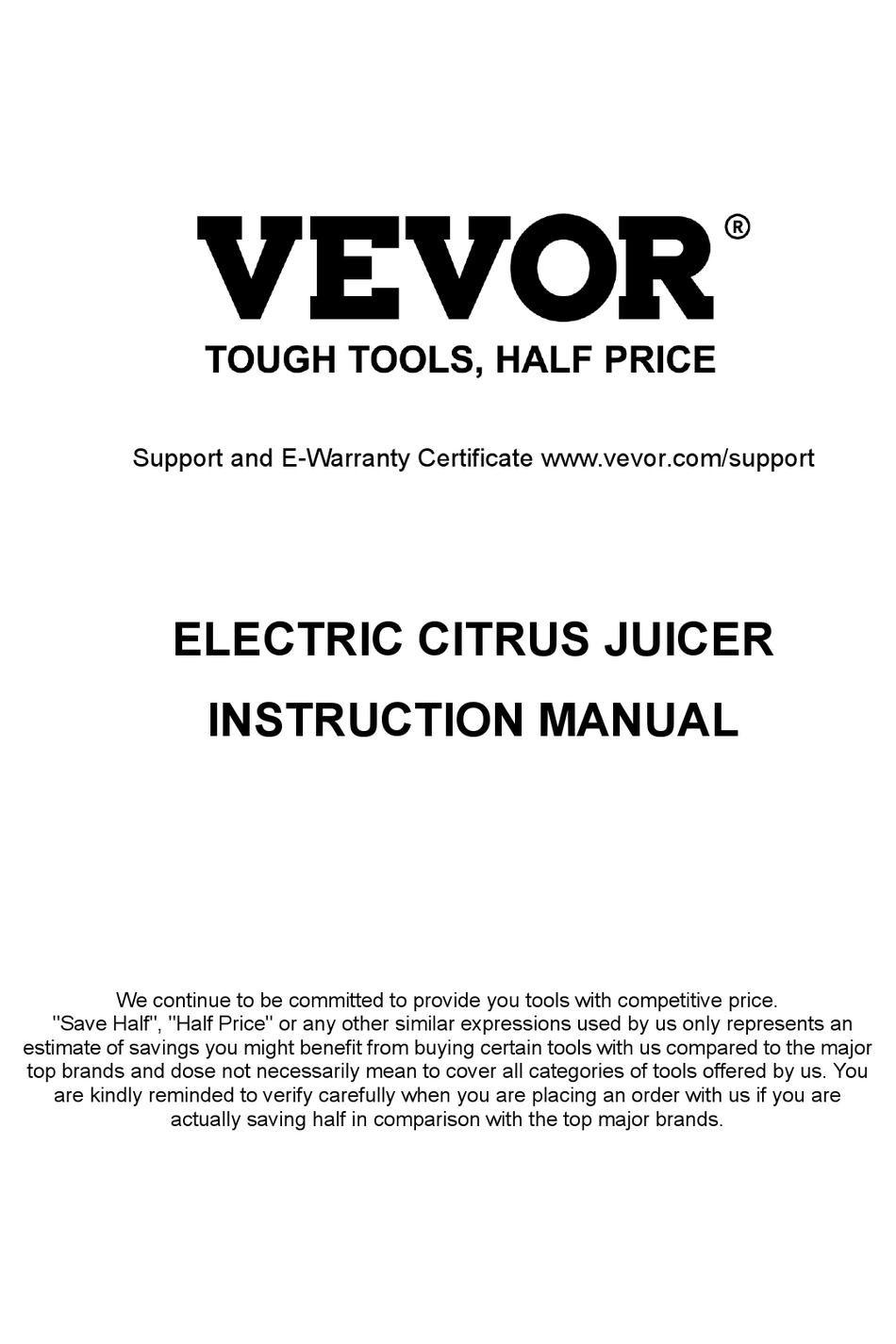 VEVOR JS3401B INSTRUCTION MANUAL Pdf Download ManualsLib