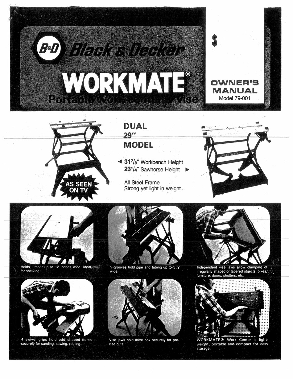 BLACK DECKER WORKMATE 79 001 OWNER S MANUAL Pdf Download