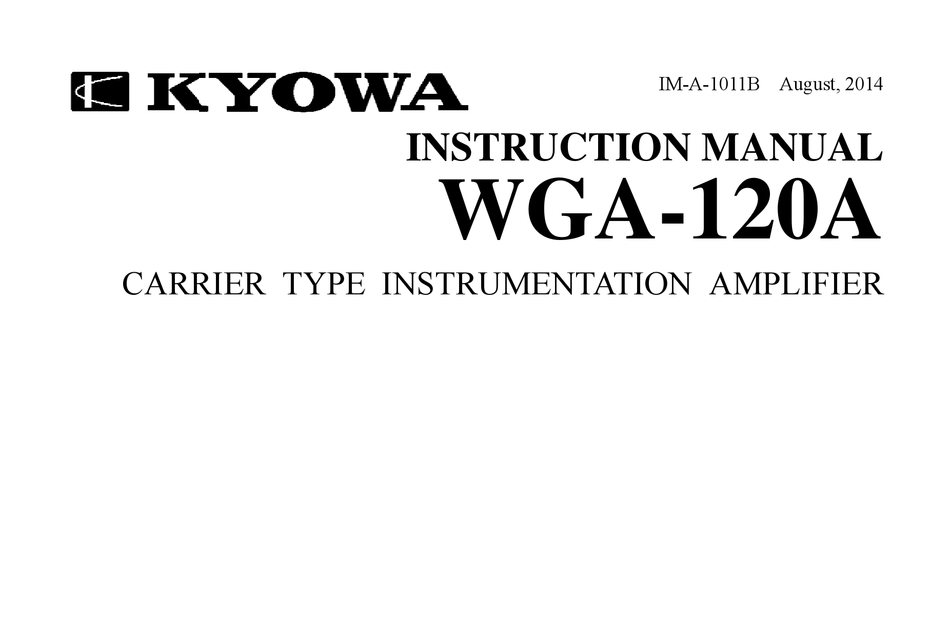 KYOWA WGA120A INSTRUCTION MANUAL Pdf Download ManualsLib