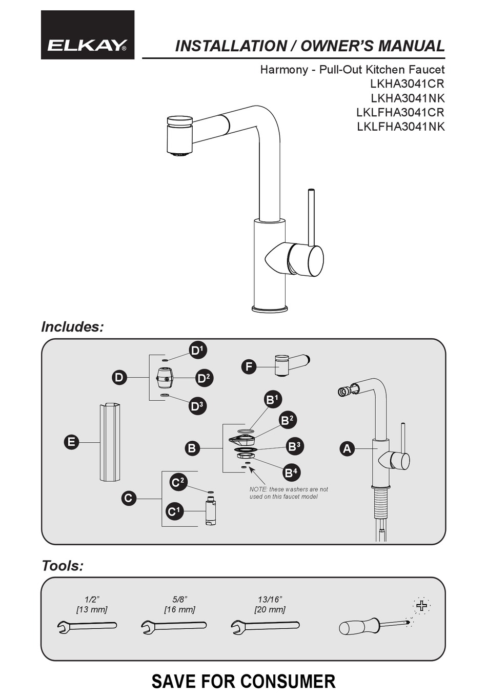 ELKAY HARMONY LKHA3041CR INSTALLATION OWNER S MANUAL Pdf