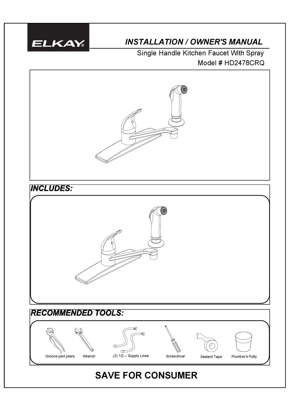 ELKAY HDDB332284QI INSTALLATION OWNER S MANUAL Pdf Download