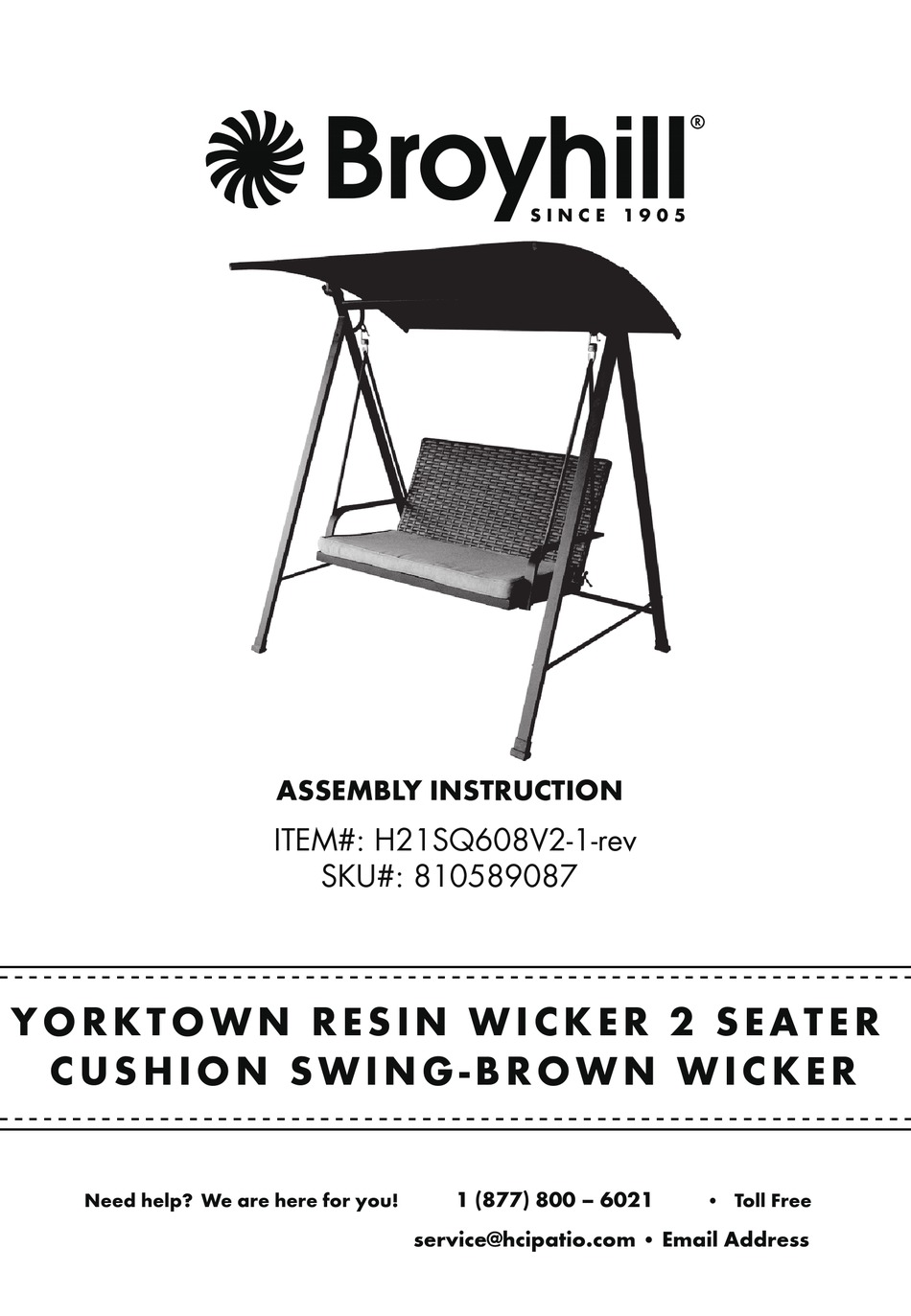 BROYHILL YORKTOWN H21SQ608V21REV ASSEMBLY INSTRUCTION MANUAL Pdf