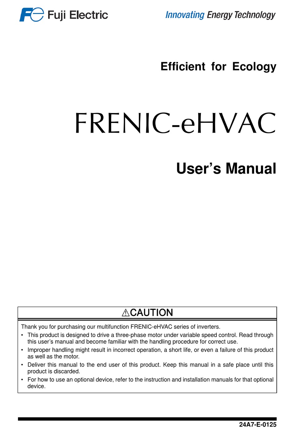 FUJI ELECTRIC FRENIC-EHVAC USER MANUAL Pdf Download | ManualsLib