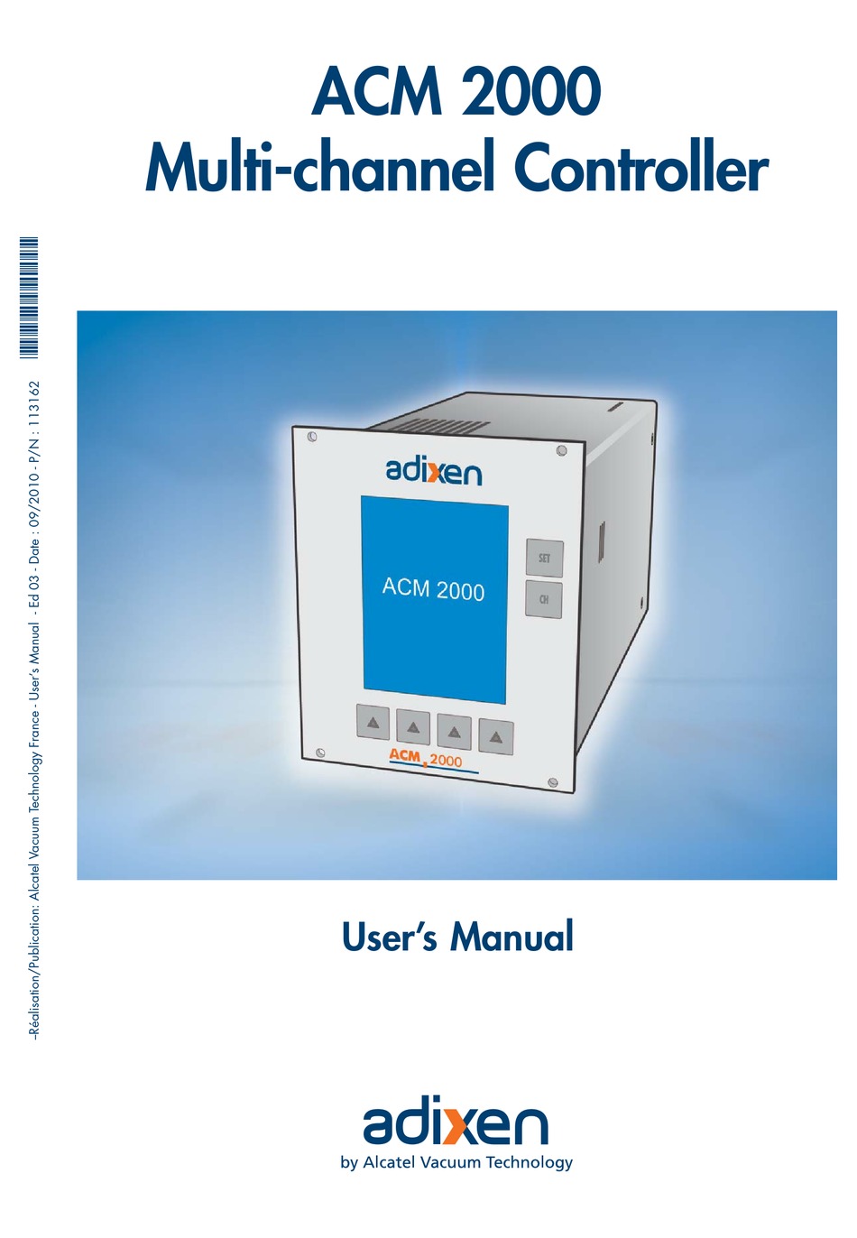 ALCATEL VACUUM TECHNOLOGY ADIXEN ACM 2000 USER MANUAL Pdf Download