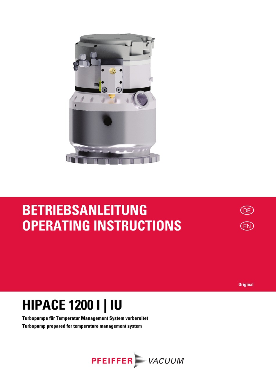 PFEIFFER VACUUM HIPACE 1200 I OPERATING INSTRUCTIONS MANUAL Pdf ...