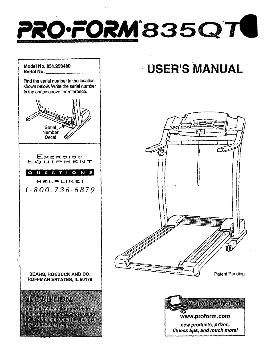 PROFORM 835QT USER MANUAL Pdf Download ManualsLib