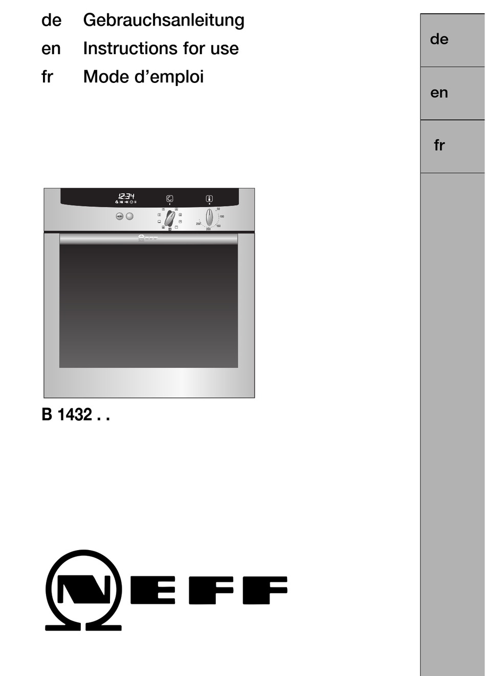 NEFF B 1432 SERIES INSTRUCTIONS FOR USE MANUAL Pdf Download ManualsLib